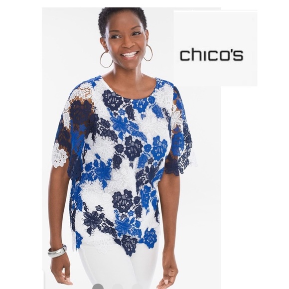 Chico's Tops - NWT Chico’s size 0 (size small) gorgeous lace lined blouse scalloped